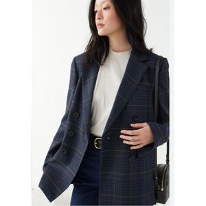 & Other Stories Wool Blend Plaid Blazer